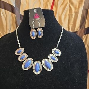 Paparazzi Silver Necklace with Bold Blue Ovals